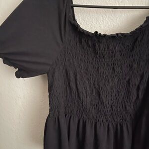 Poof! Elegant Black Smocked Blouse